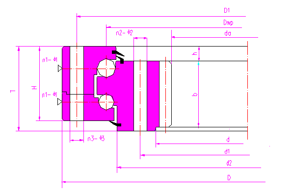 无齿双排球触球转盘轴承（回转支承）